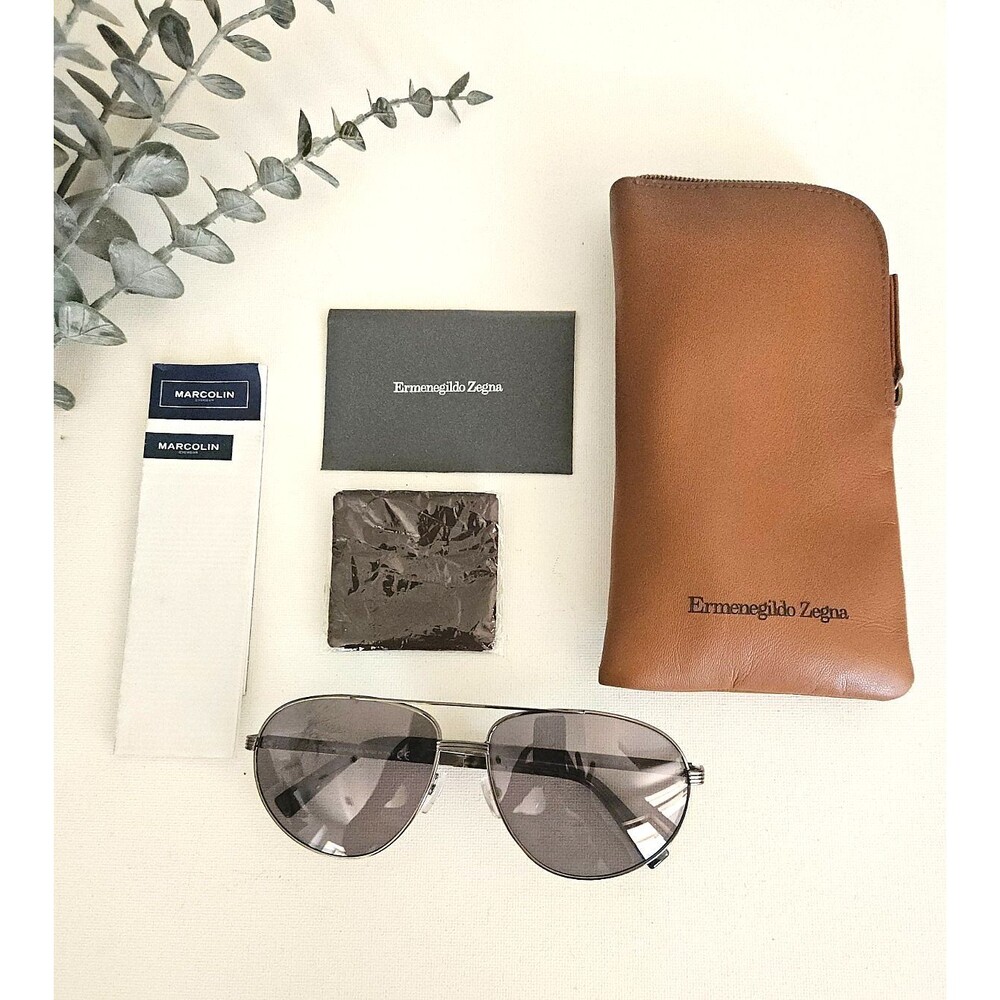 Ermenegildo Zegna EZ0030 08C 62 15 145 Aviator Sunglasses Italy Gunmetal